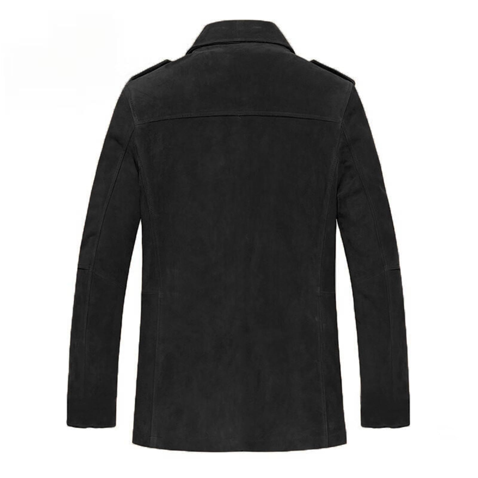 Giacca in pile da uomo, calda, in pelle scamosciata, con molte tasche e bottoni, giacca invernale spessa, foderata, tinta unita, classica, a maniche lunghe