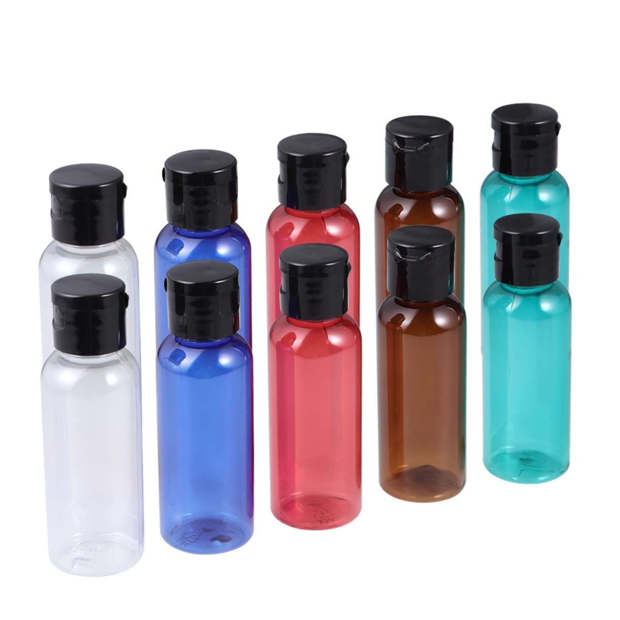 Housoutil 30pezzi Bottiglie Ricaricabili Per Viaggio Contenitori Vuoti Pratici Rosso Verde Marrone Blu e Trasparente Per Gel e Lotion