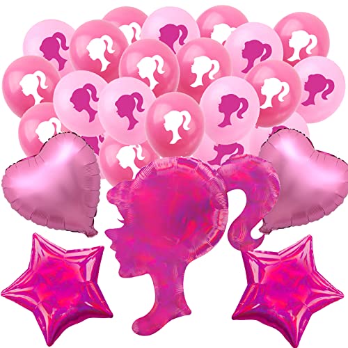 Globos rosas para niñas, suministros de fiesta de cumpleaños, decoración de fiesta de...