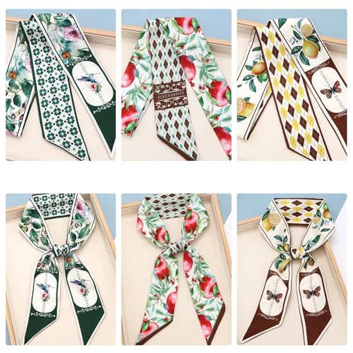 5 Pack Purse Scarf Set,Silk Ribbon Scarves for Bags Head Scarf for Handbag Handle Scarf Band Hair Neck Scarf for Women Fashion Holiday Gifts Wrapping,622