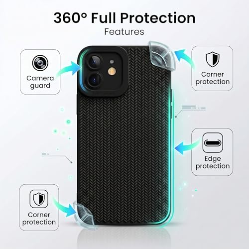 Image of amazon basics Luxury 3D Knitted Texture Soft Silicone Back Cover for iPhone 11 | Slim Fit Shockproof Case with Camera Protection & Non-Slip Grip - Black