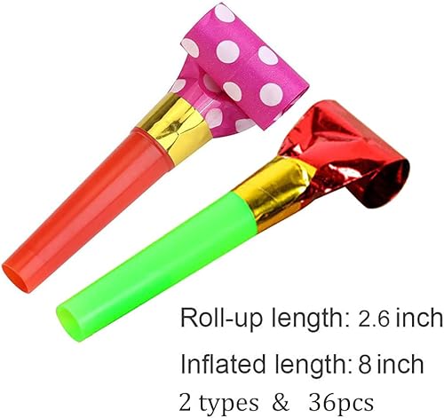 Miniatura 2 de 36 sopladores de fiesta, regalos de fiesta que hacen ruido, cuernos de fiesta coloridos con flecos, silbato de fiesta para niños, juegos de