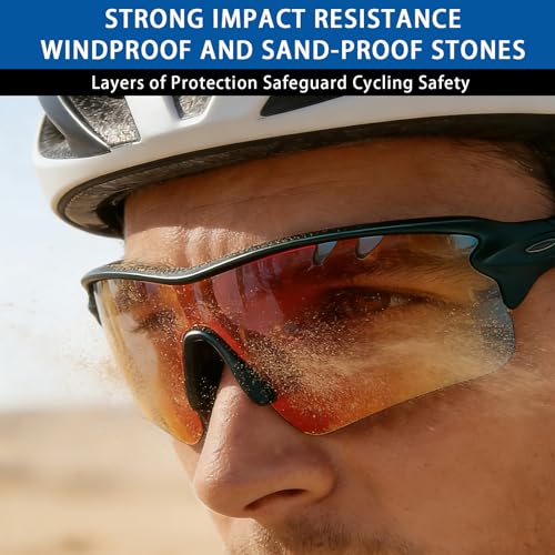 Image of Cycling Sunglasses with 5 Interchangeable Lenes, Polarized UV400 Sports Sunglasses, Anti-Glare Lightweight Running Sunglasses for Men Women Outdoor Sports Cycling Running Hiking