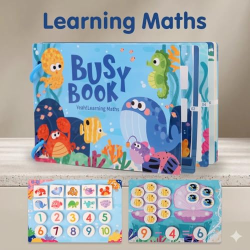 Image of Toddler Busy Book - Activity Binder for Kids 3+ Years | Montessori Learning Busy Board | Activity Book | Educational Toy | Easy to Carry Travel Book | Return Gift for Kids (Animal and Numbers)