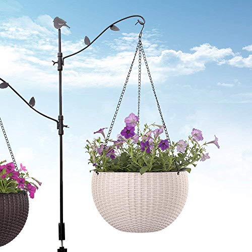 Image of Giore Plastic Hanging Planters with Metal Chains White Flower Pot for Indoor & Outdoor Plants Durable Hanging Baskets for Home, Balcony, Garden & Patio Decor