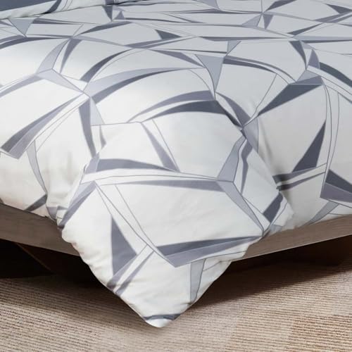 Majestic Giftware Madison Linen 6-Piece Queen Size Duvet Bedding Set (BL500-Q-2) | Tokyo Comfort - Ash 300 Thread Count Cotton Sateen | 1 Fitted Sheet, 1 Duvet, 4 Pillowcases | Soft & Luxurious