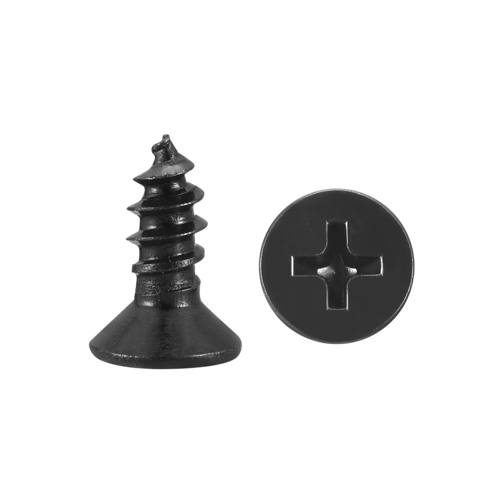 METALLIXITY Countersunk Phillips Wood Screw (#4x1/4") 100Pcs, 304 Stainless Steel Coarse Thread Phillips Drive Flat Head Wood Screws - for Furniture Installation Repair, Black