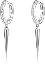 SLUYNZ Sterling Silver CZ Spike Small Hoop Earrings for Women Geometric Hoop Earrings Minimalist Huggie