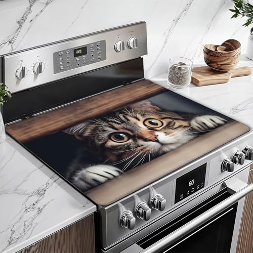 Image of Cute Cat Stove Top Covers for Electric Stove, Electric Gas Stove Pad Heat Resistant Range Cooktop Protector for Home Decor Kitchen 28 inchx20 inch