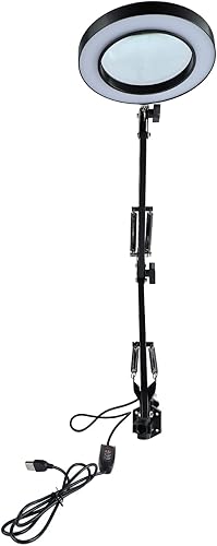 Lámpara de aumento LED con abrazadera, 2.200 lupa regulable súper brillante con luz y soporte, lámpara de lupa de brazo giratorio ajustable para