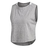 Gerippter Rundhalsausschnitt adidas Damen Sports ID Tank, Medium Grey Heather/White, XS