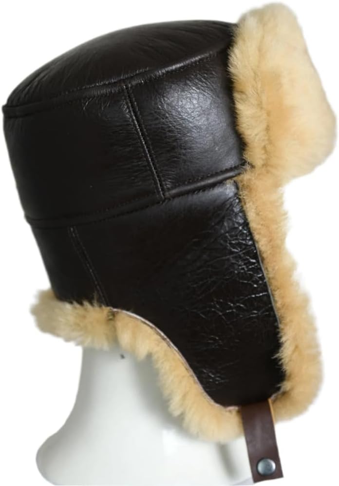 Fur Chapka Real Sheepskin Winter Hat Seal Brown