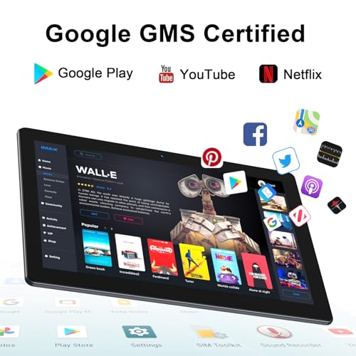 Image of 10 Inch Tablet, Android Tablet with 64GB Storage, 6000mAh Battery, HD IPS Display, Dual Camera, WiFi, Bluetooth, GMS Certified, Black
