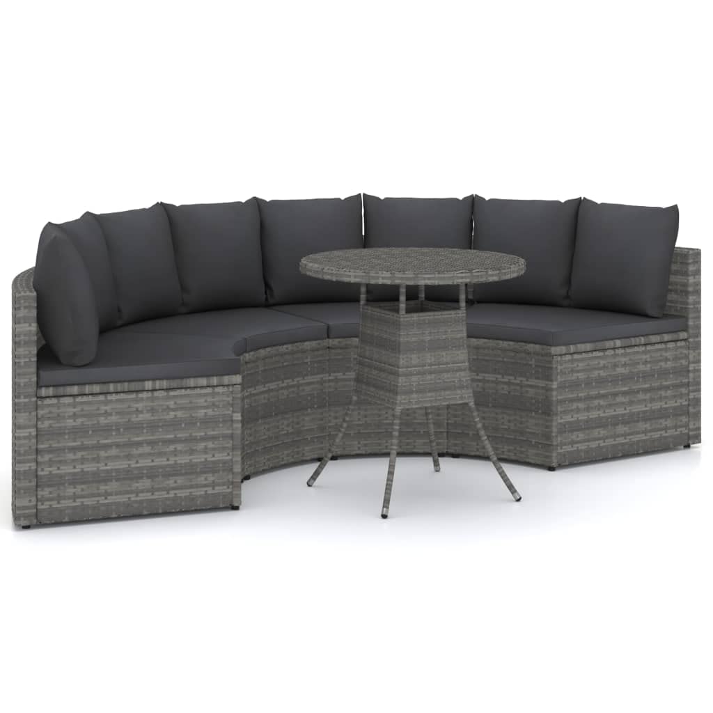 Set Divani da Giardino 5 Pezzi con Cuscini Grigio