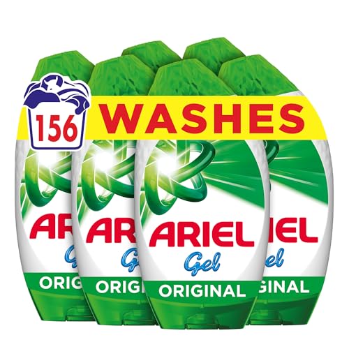 Ariel Washing Liquid Laundry Detergent Gel 156 Washes (6 x 858 ml) Original Brrrilliant Stain & Odour Removal From As Low As 15C