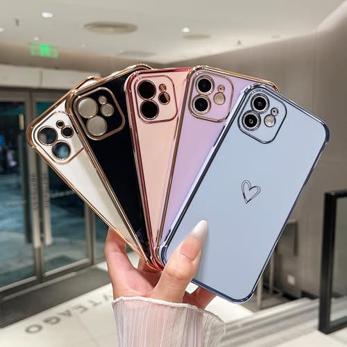 Coque iPhone 12 avec protection objectif intégrée et antichoc motif cœur