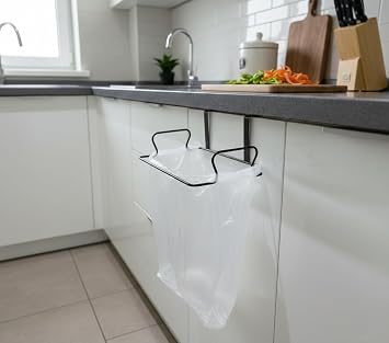 Black Color, Luxury Garbage Bag Holder, Metal Bag, which can be hung on Cabinet Cover, Organizer