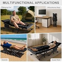 Obqer Oversized Klappbares Campingbett mit Matratze, 900LBS Belastbarkeit Klappbett Gästebett, Stahlrahmen und Oxford Tuch Feldbett Klappbar, 78 x 32 x 18 in, Geeignet für Garten Büro Camping – Ansicht 8