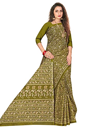 Image of TAMAIRA FASHION Mulmul Pure Cotton Saree For Woman Kalamkari Printed|Office Wear Daily Wear Sarees For Women Without Blouse Piece (Available in 9 Colours)