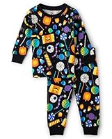 The Children's Place,Unisex Baby,and Kids, Sibling Matching, Holiday Pajama Sets, Cotton,Allover Halloween Candy,14