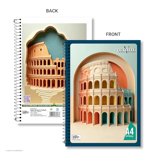 Image of nRp VidyaVeer A4 Spiral Notebook 260 Page | Ruled Notebook