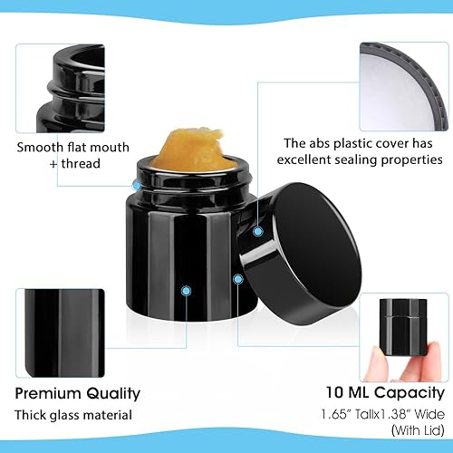 Miniatura 3 de 12 frascos de vidrio pequeños con protección UV de 0.35 onzas con tapas, reutilizables, 0.3 fl oz, botella de vidrio negra para alimentos, mini