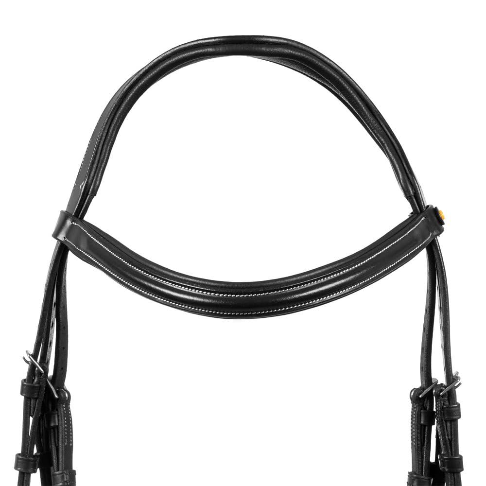 Testiera Anatomica in Pelle rialzata e Imbottita Pony, Nero