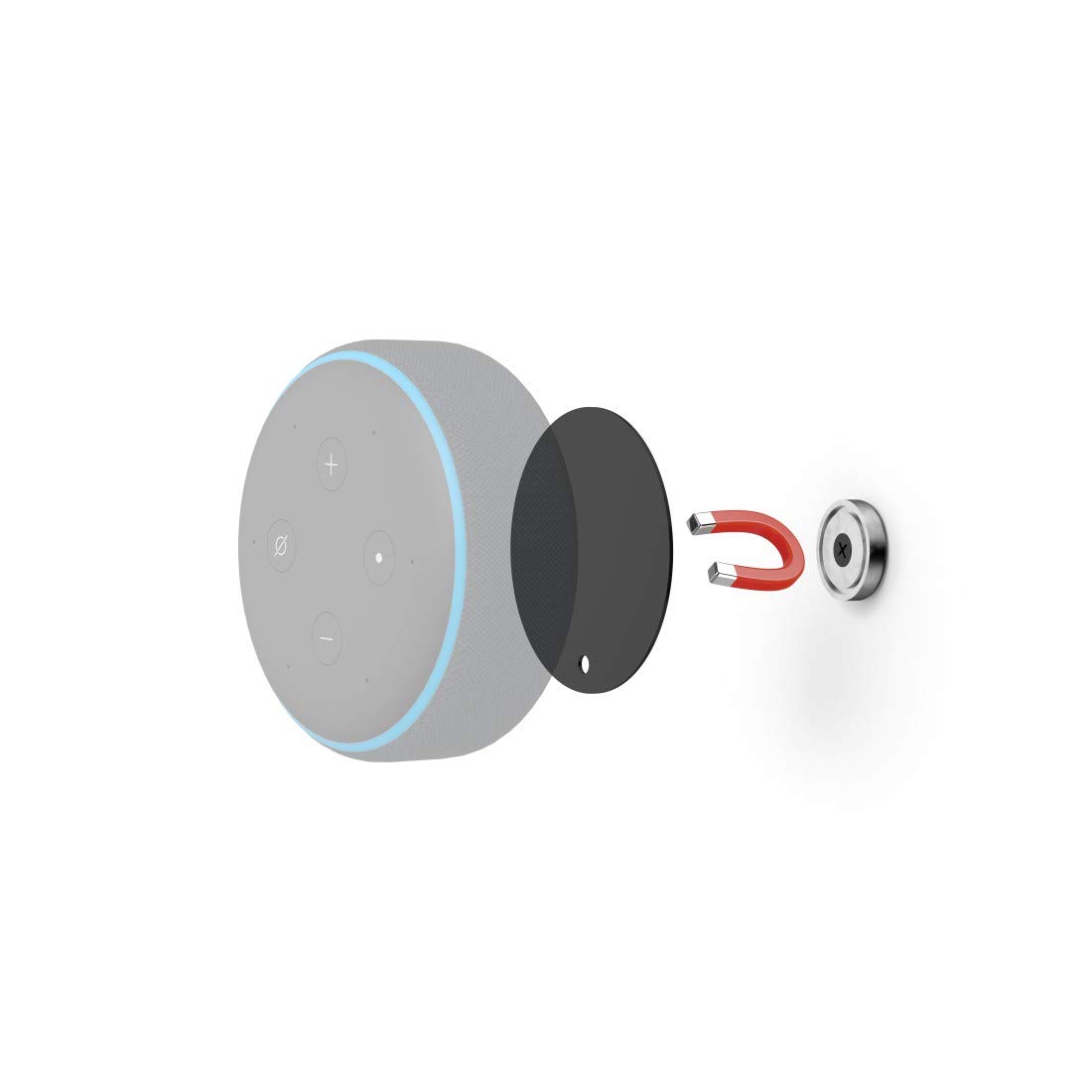 Hama Echo Dot - Soporte de Pared magnético para Echo Dot (3 Generaciones), Color Negro