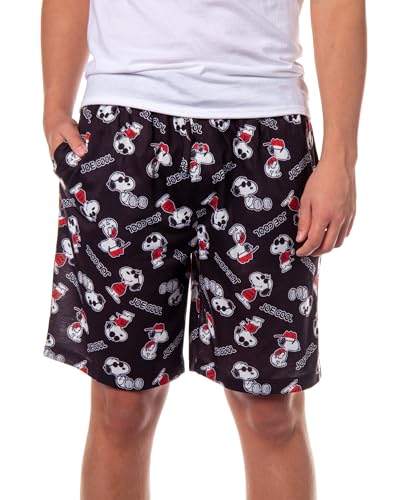 Peanuts Men's Pajama Shorts Joe Cool Allover Design Adult Lounge Sleep Bottoms