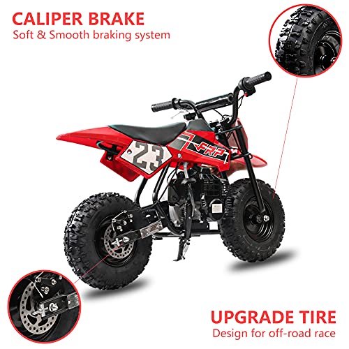 FRP DB002 50CC 2-Stroke Mini Kid Dirt Bikes, W/EPA Approved Gas Powered Engine, Upgrade Tires, Speed Up 20 Mph Weight Support 165 LB, for Kids