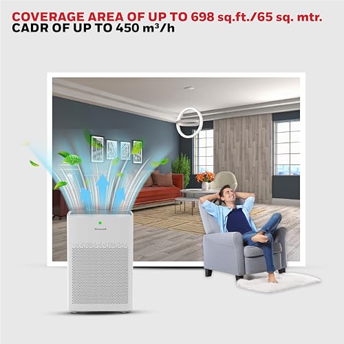 Image of Honeywell Air Purifier for Home, 4 Stage Filtration, Covers 693 sq.ft, High Efficiency Pre, H13 HEPA, Activated Carbon Filter, Removes 99.99% Pollutants & Micro Allergens - Air touch P1
