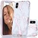 BAISRKE Shiny Rose Gold Metallic White Marble Design Clear Bumper Glossy TPU Soft Rubber Silicone Cover Phone Case Compatible with iPhone X iPhone Xs 5.8 inch - White