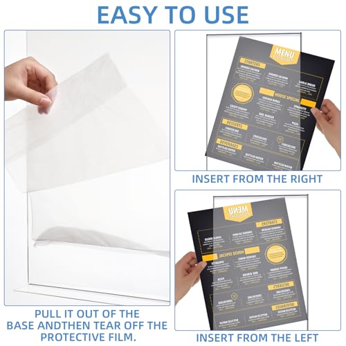 shellwei 11 x 143939 acrylic sign holder clear acrylic picture frame vertical table top frame with stand double sided t shape flyer holder for paper menu photo restaurant office home2 pcs