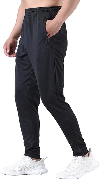 Zoulee Men's Active Athletic Workout Track Pants Jogger Sweatpants for Men with Zipper Fly and Pockets Fit Football Pants