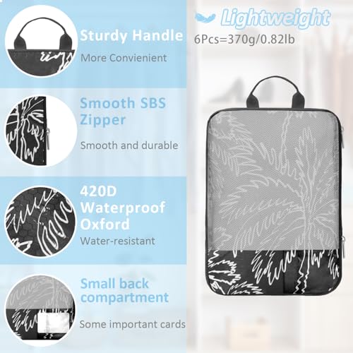 Tropical Palm Tree Travel Packing Cubes Set (7 Piece) - Essential Bag for Clothes Shoes Cosmetics Toiletry - Perfect Business Trip Accessories - Image 5