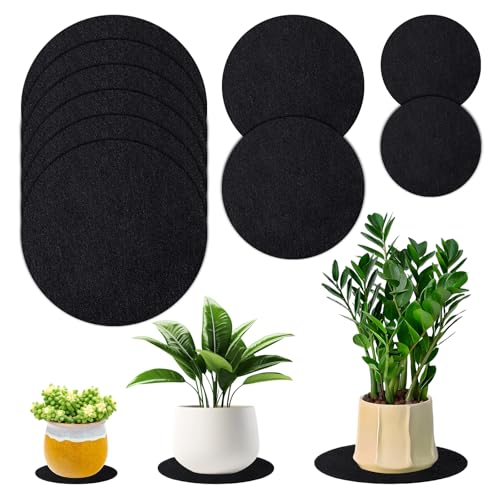 DOPENSPI Lot de 10 dessous de verre ronds en feutre - 10/15/20 cm - Noir - Pour verres, casseroles, vases, assiettes et bols