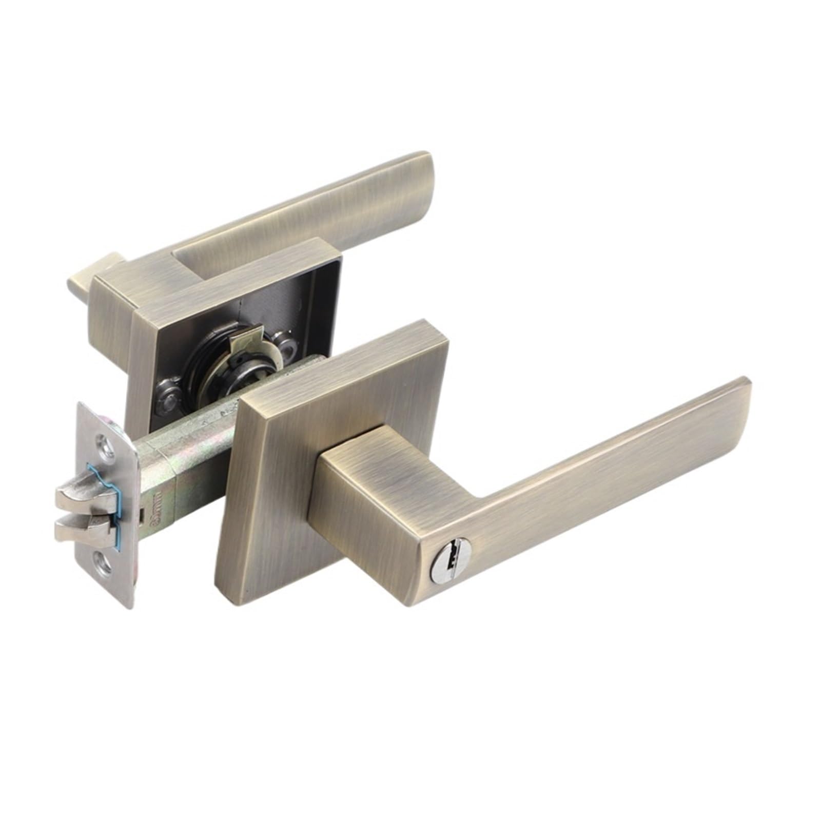 NYRXRYTCA American Three-Pole Lock Hotel Bathroom Door Lock Bedroom Privacy Lock Three-Pole Handle Lock Ball Lock(Bronze with key)