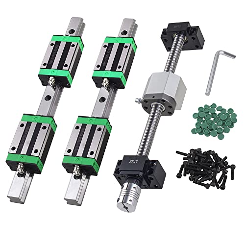 CNCYEAH Linearführung 2PCS HGR20-1500mm Linearschiene mit Gleitblock + SFU1605-1500mm Kugelumlaufspindel Führungsschiene mit Kugelmutter, BF12/BK12, DSG16H, Kupplung + Zubehör für 3D Drucker CNC Cover