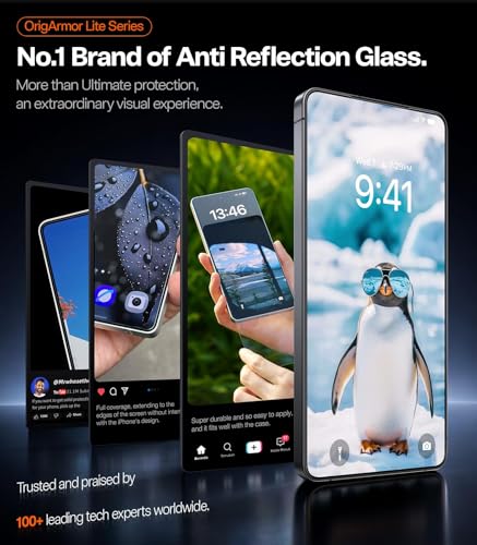 Image of TORRAS OrigArmor for Samsung Galaxy S26 Ultra Screen Protector [100% Anti Reflection] [Full Coverage Fit] Military-Grade Shatterproof 9H+ Tempered Glass Anti-Scratch Screen Protector S26 Ultra 1-Pack