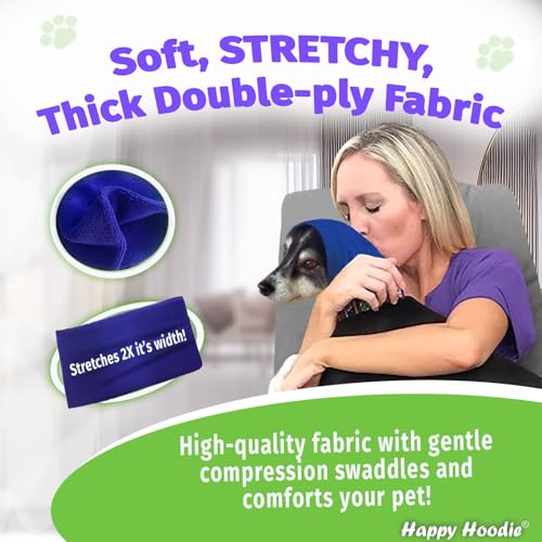 Happy Hoodie – Das Original Beruhigungsband für Hunde & Katzen – zur Angstlinderung – Geräuschunterdrückung bei Feuerwerk, Gewitter, Haustierpflege & Krafttrocknung – Beruhigungshilfe für Hunde seit