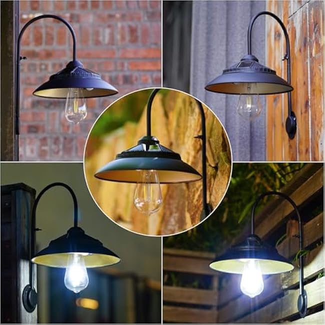 Solar Wall Lights Outdoor - Waterproof with Motion Sensor - Solar Barn Light Outdoor Rustic Sconce Lights for Porch Yard Garage Chicken Coop & Shed Farmhouse£¨Black£©