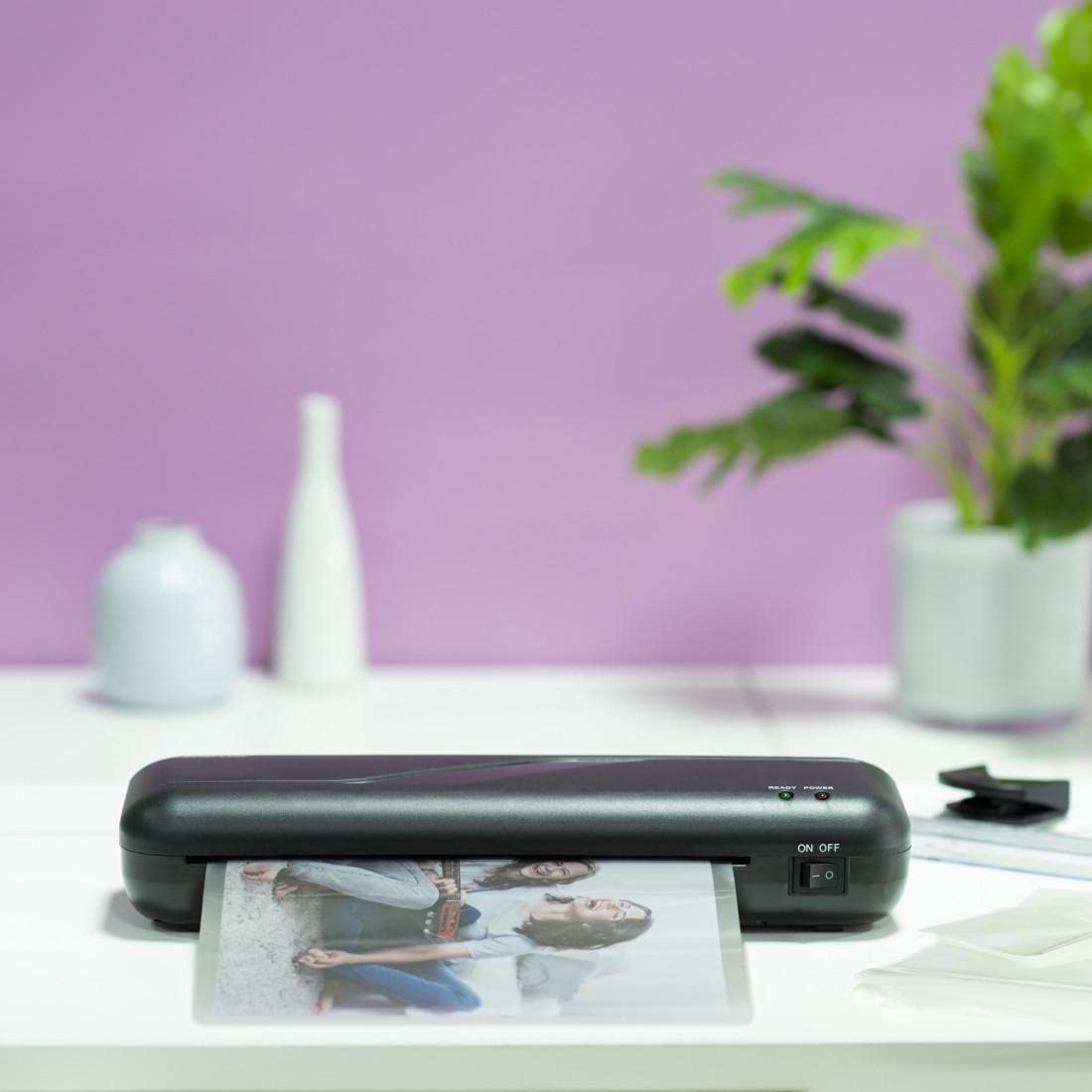 Hama Laminator Basic 4 w 1 zestaw DIN A4/230 (laminator na gorąco z dwoma rolkami, również do formatów DIN A5/A6 itp., do biura, domu i szkoły), czarny