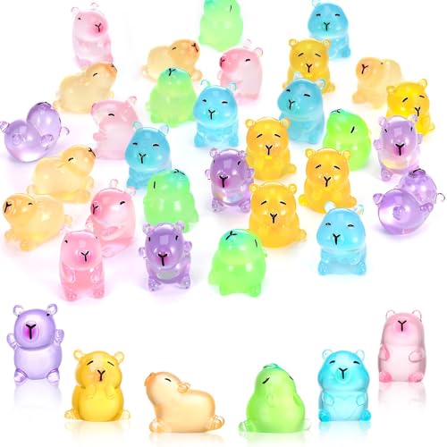 Image of 24pcs Miniature Toys, Blind Bag, Glow in The Dark Capybara Figures for Aquarium and Garden Decoration, Three-Dimensional Night Light Display Pieces, Blind Box Collectibles
