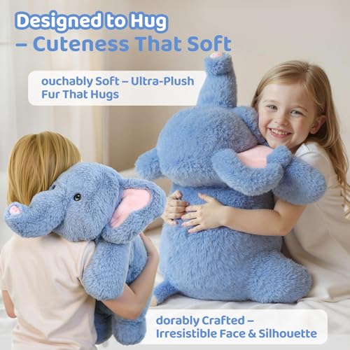Image of Mewaii Weighted Stuffed Animals with Microwavable Heating Pad - 5 lbs Adjustable, Heatable & Coolable Elephant Plush for Realistic Hug, Removable Inner Pad, Perfect Plush Gift for Kids (23 Inch)
