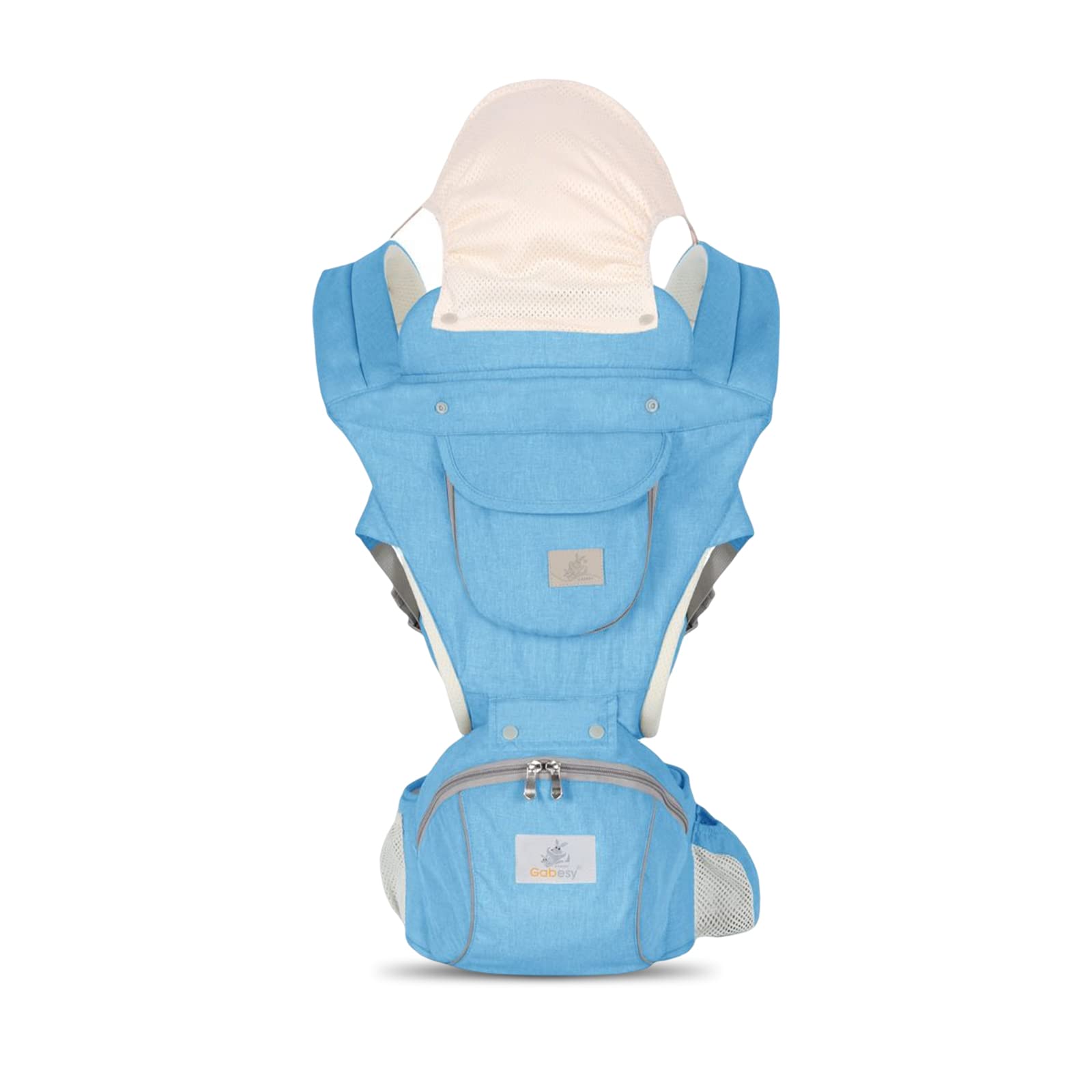 SONARIN Multifunktion Alle Jahreszeiten Babytrage mit Hüftsitz,Ergonomisch Atmungsaktive Babytragetasche Kindertrage Baby Tragesystem ab Geburt 0-36 Monate,Bauchtrage Rückentrage(Hellblau)