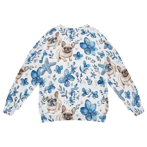 JUNZAN Cute Dogs Seastars Blue Flowers Little Girls Pullover Hoodie Crewneck Kids Pullover Hoodie Athletic 4T2