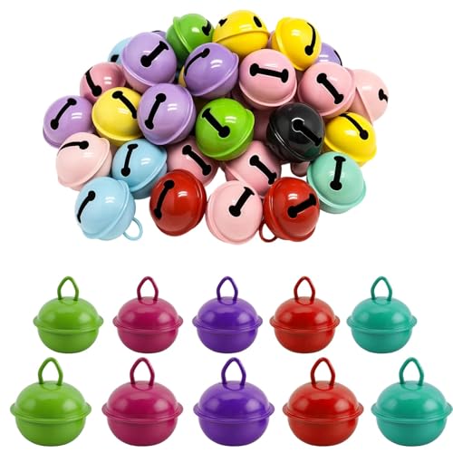 150 Pieces Colourful Small Bells, Colorful Bells for Crafts, Small Bell for Dog Cat Collars, 22mm & 14mm Craft Bell for Christmas Tree Decorations, DIY Projects, Pet Accessories, Random color