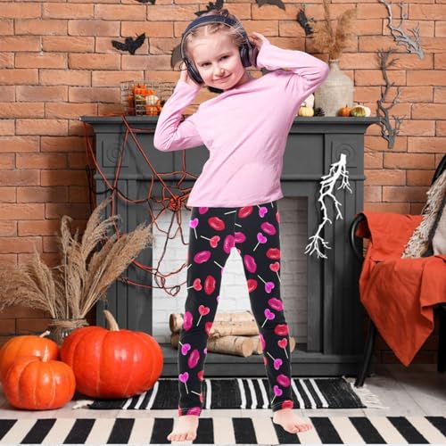 Girls' Leggings Lips Heart Lollypop Candy Ankle Length Printed Leggings Comfort Pants for Kids 4-10 Years2