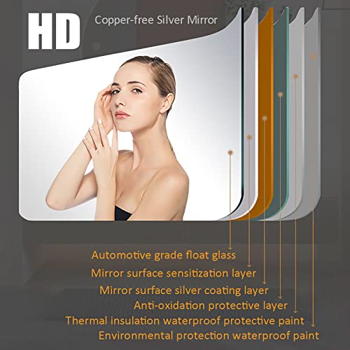 Led Bathroom Mirror Vanity Wall Mirror With Lights, Arched Frameless Backlit Mirror, 3-Color Dimmable Lighted (3000K-4000K-6000K), Touch Sensor, Ip54 Waterproof, Explosion-Proof, Hd #TOP1