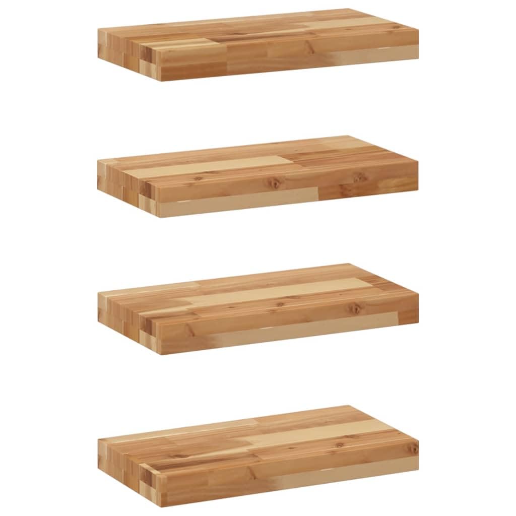 Półki wiszące, 4 szt. 60 x 20 x 4 cm, lite drewno akacjowe, olejowane, regał ścienny do salonu, sypialni, łazienki